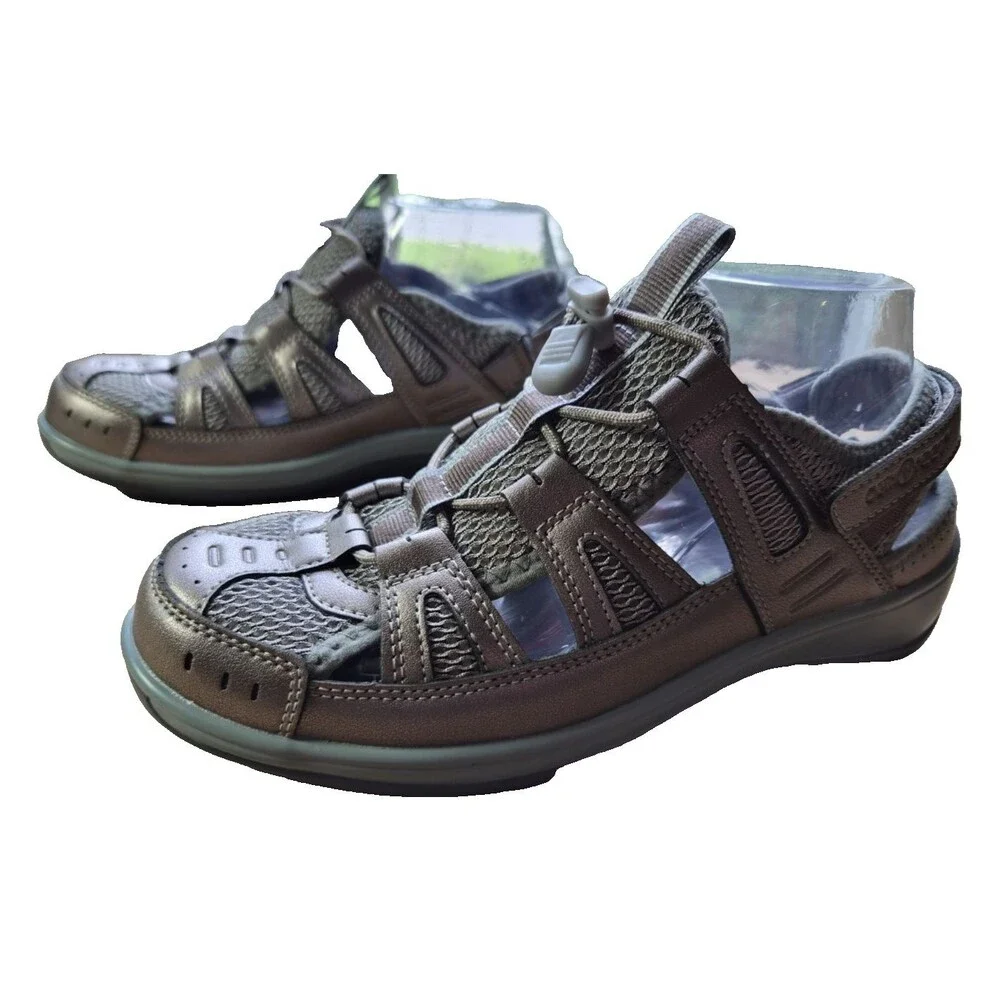 OrthoFeet 997 Verona Pewter Gray Womens Comfort Fisherman Sandals Shoes Size 8D